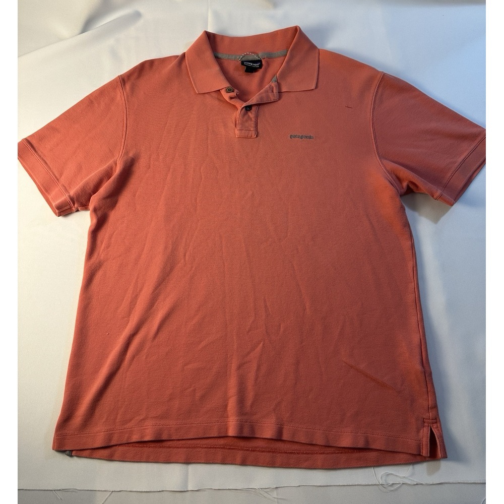 Patagonia Shirt Mens Medium Salmon Pink Polo Shirt Preppy Casual Minimalist‎